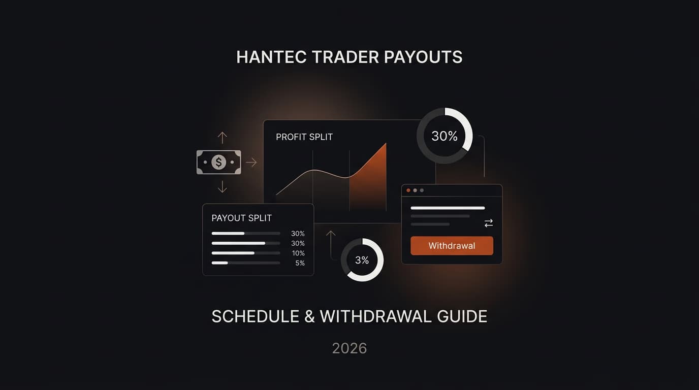 Hantec Trader Payouts 2026: Profit Split, Schedule & Withdrawal Guide — Hantec Trader payouts — futures trading platform context, abstract editorial illustration
