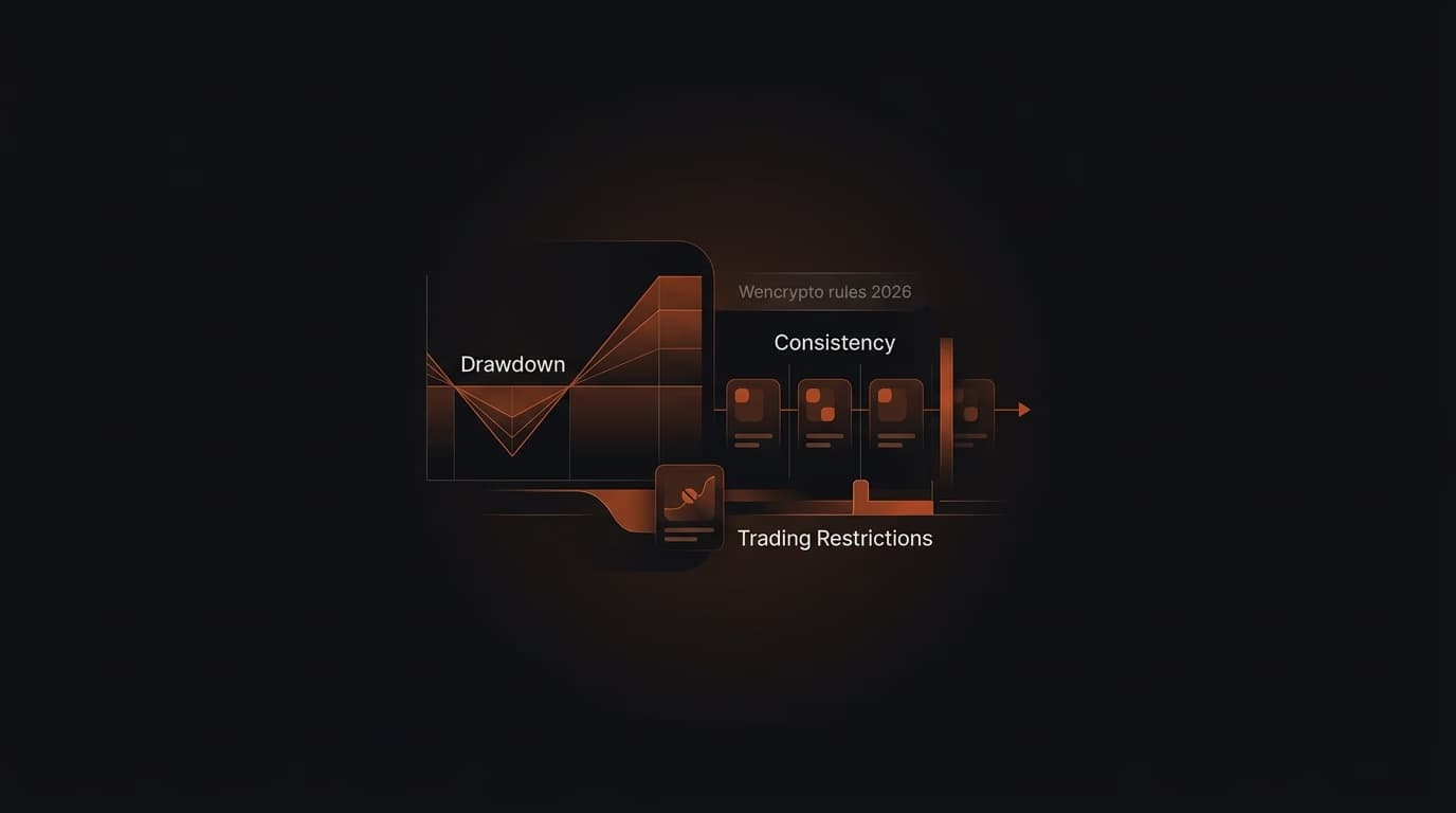 WenCrypto Rules 2026: Drawdown, Consistency & Trading Restrictions — Wencrypto rules — futures trading platform context, abstract editorial illustration