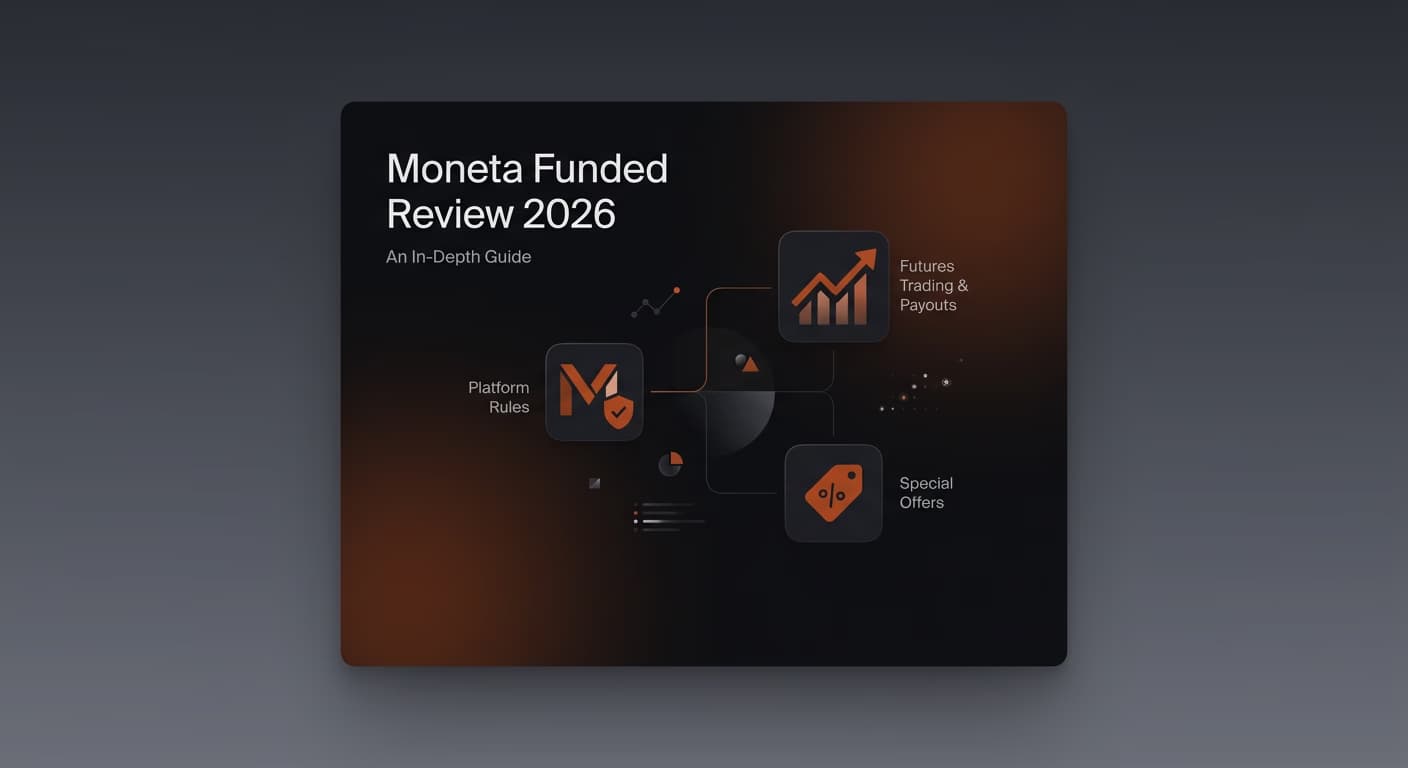 Moneta Funded Review 2026: An In-Depth Guide - Rules, Payouts, and Discount — Moneta Funded review — futures trading platform context, abstract editorial illustration