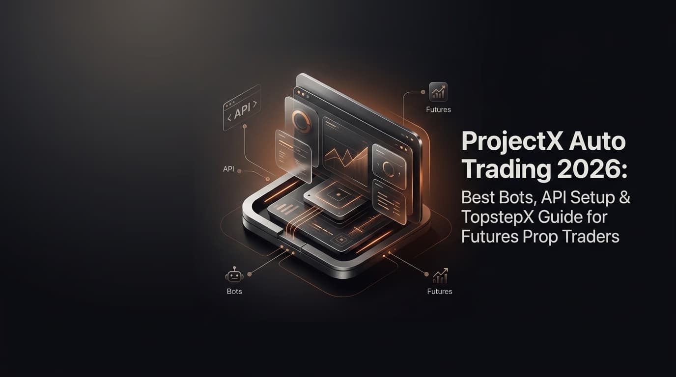 ProjectX Auto Trading 2026: Best Bots, API Setup & TopstepX Guide for Futures Prop Traders — projectx auto trader — futures trading platform context, abstract editorial illustration