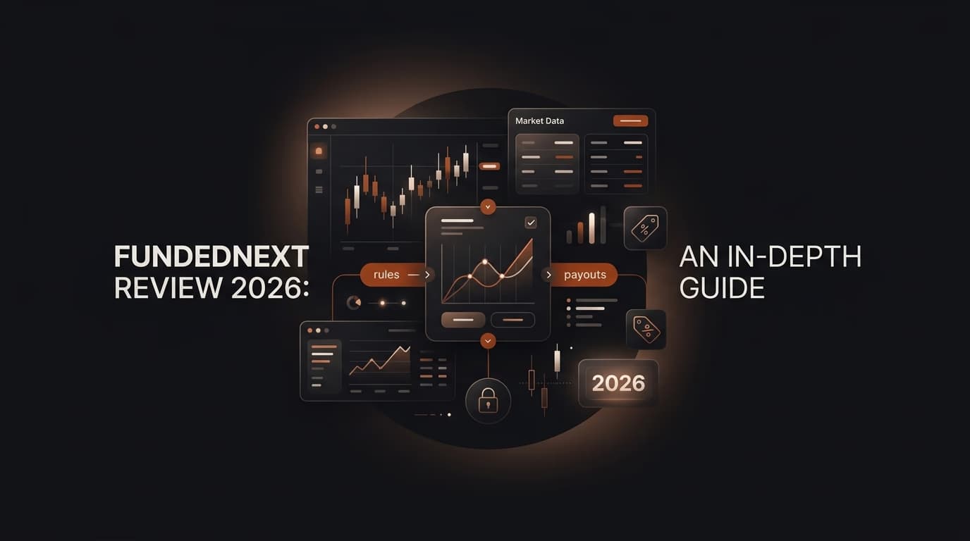 FundedNext Review 2026: An In-Depth Guide - Rules, Payouts, and Discount — Fundednext review — futures trading platform context, abstract editorial illustration