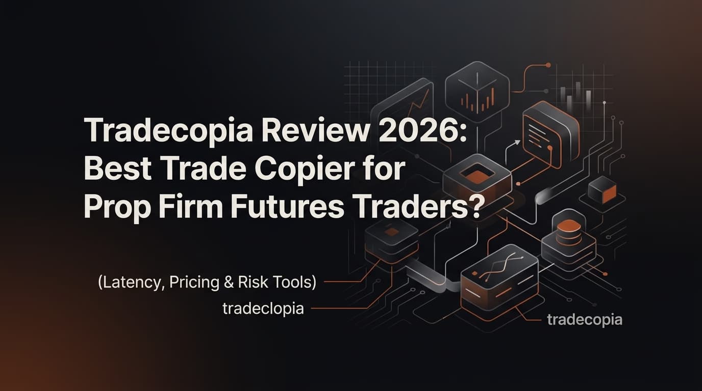 Tradecopia Review 2026: Best Trade Copier for Prop Firm Futures Traders? (Latency, Pricing & Risk Tools) — tradecopia — futures trading platform context, abstract editorial illustration