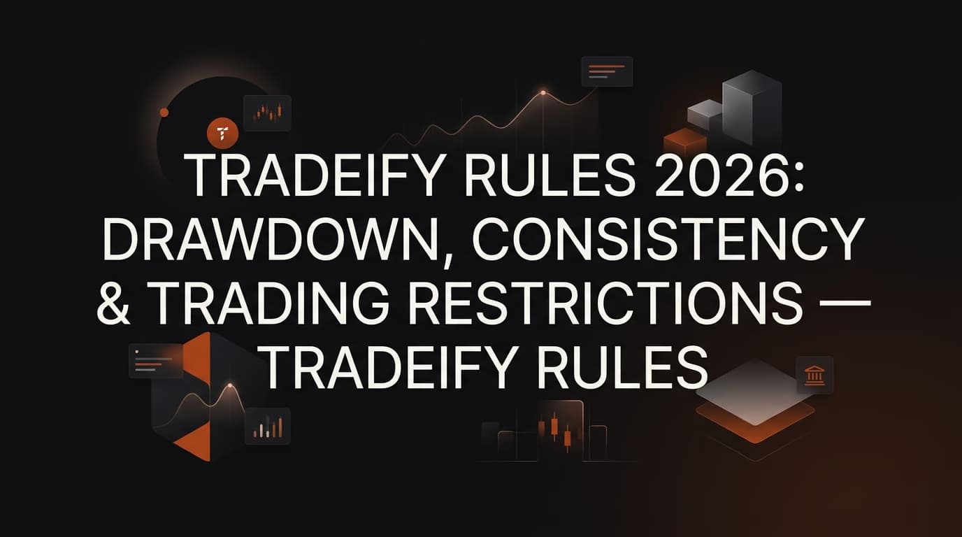 Tradeify Rules 2026: Drawdown, Consistency & Trading Restrictions — Tradeify rules — futures trading platform context, abstract editorial illustration