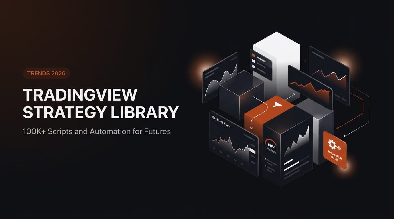 TradingView Strategy Library 2026: 100K+ Scripts, Top Trends, Backtest Stats & Automation Guide — tradingview strategy library — futures trading platform context, abstract editorial illustration