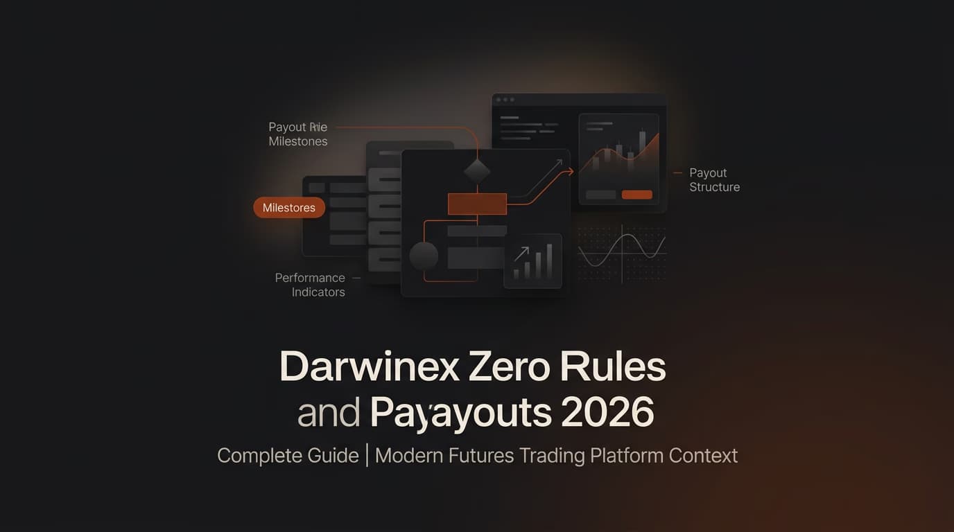 Darwinex Zero Rules and Payouts 2026: Complete Guide — Darwinex Zero rules — futures trading platform context, abstract editorial illustration