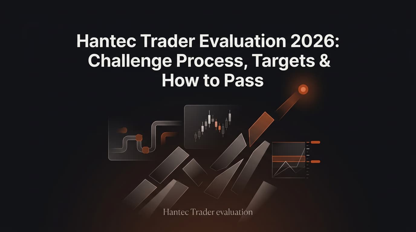 Hantec Trader Evaluation 2026: Challenge Process, Targets & How to Pass — Hantec Trader evaluation — futures trading platform context, abstract editorial illustration