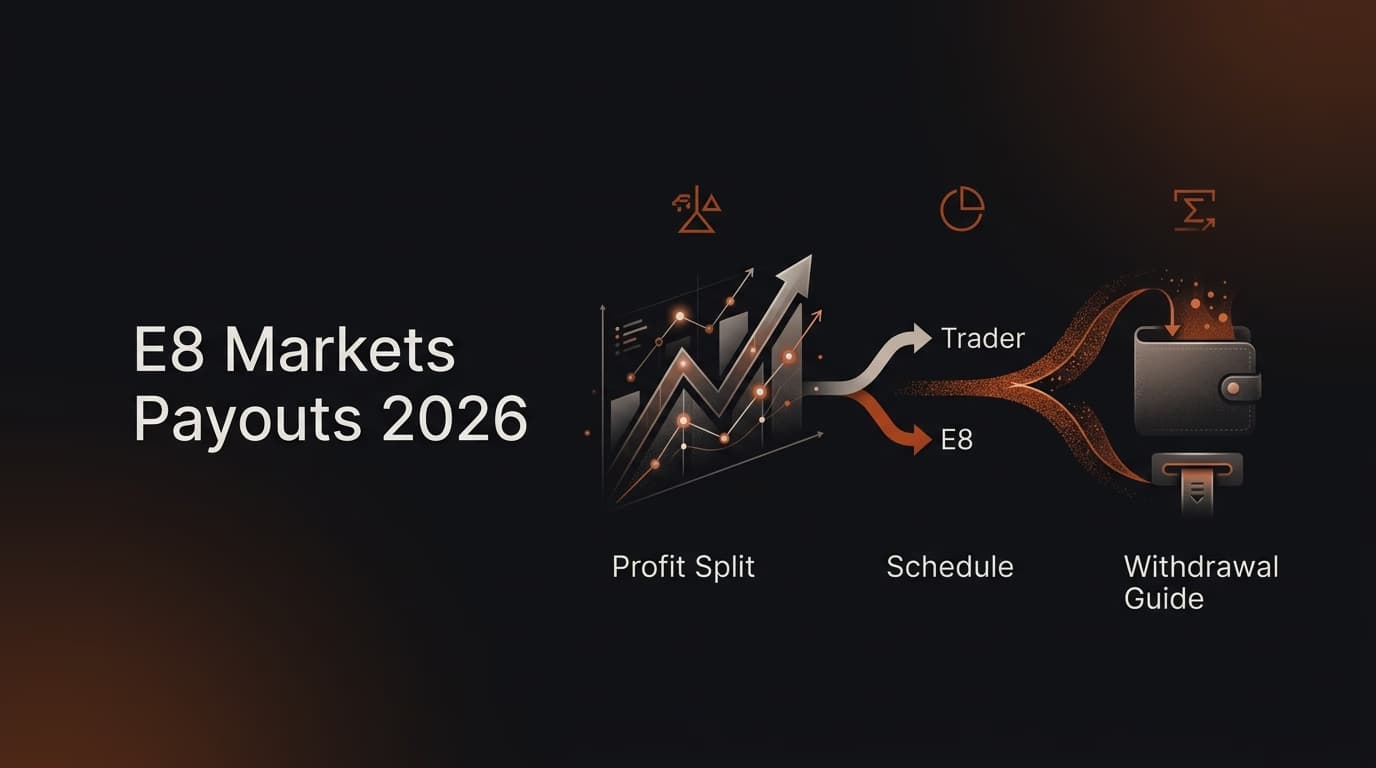 E8 Markets Payouts 2026: Profit Split, Schedule & Withdrawal Guide — E8 Markets payouts — futures trading platform context, abstract editorial illustration
