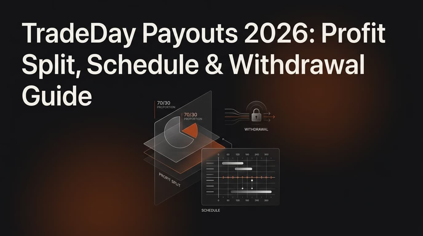 TradeDay Payouts 2026: Profit Split, Schedule & Withdrawal Guide — Tradeday payouts — futures trading platform context, abstract editorial illustration