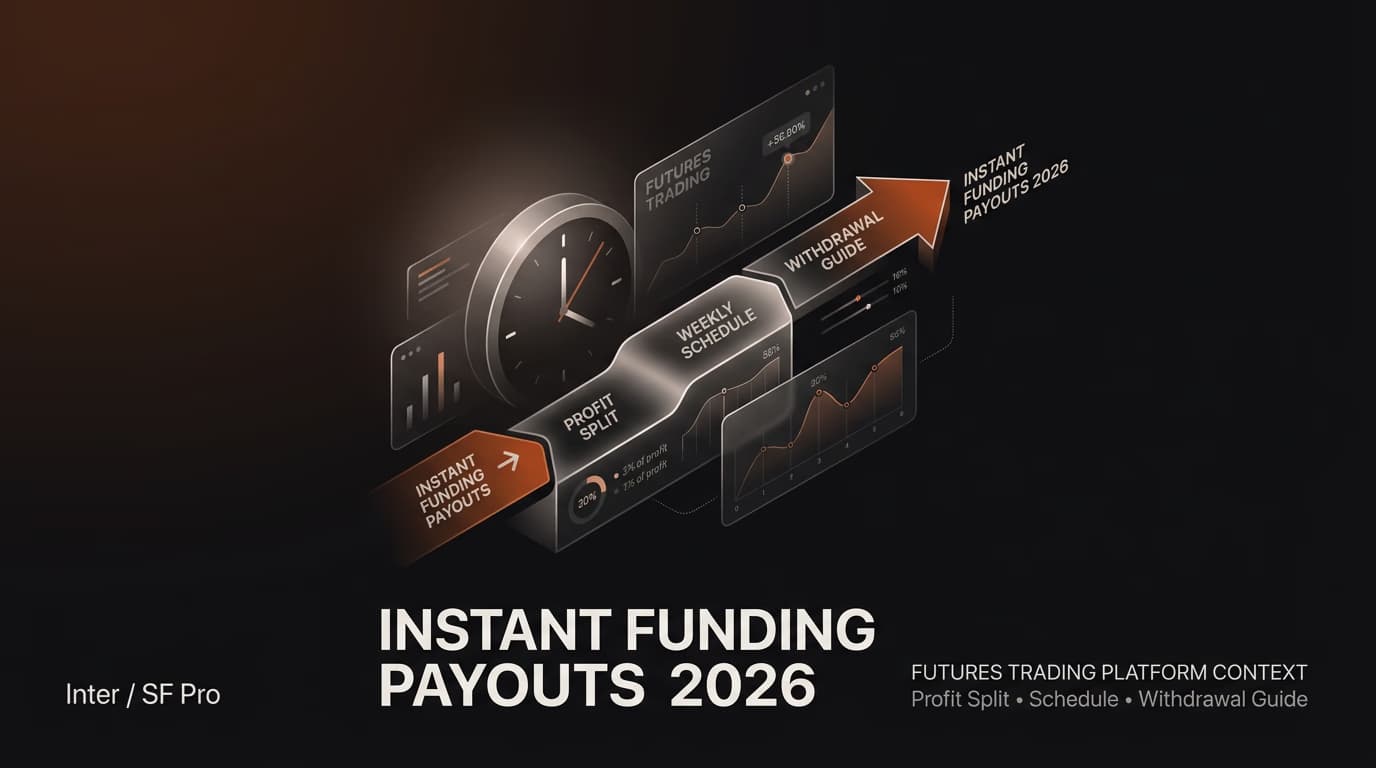 Instant Funding Payouts 2026: Profit Split, Schedule & Withdrawal Guide — Instant Funding payouts — futures trading platform context, abstract editorial illustration