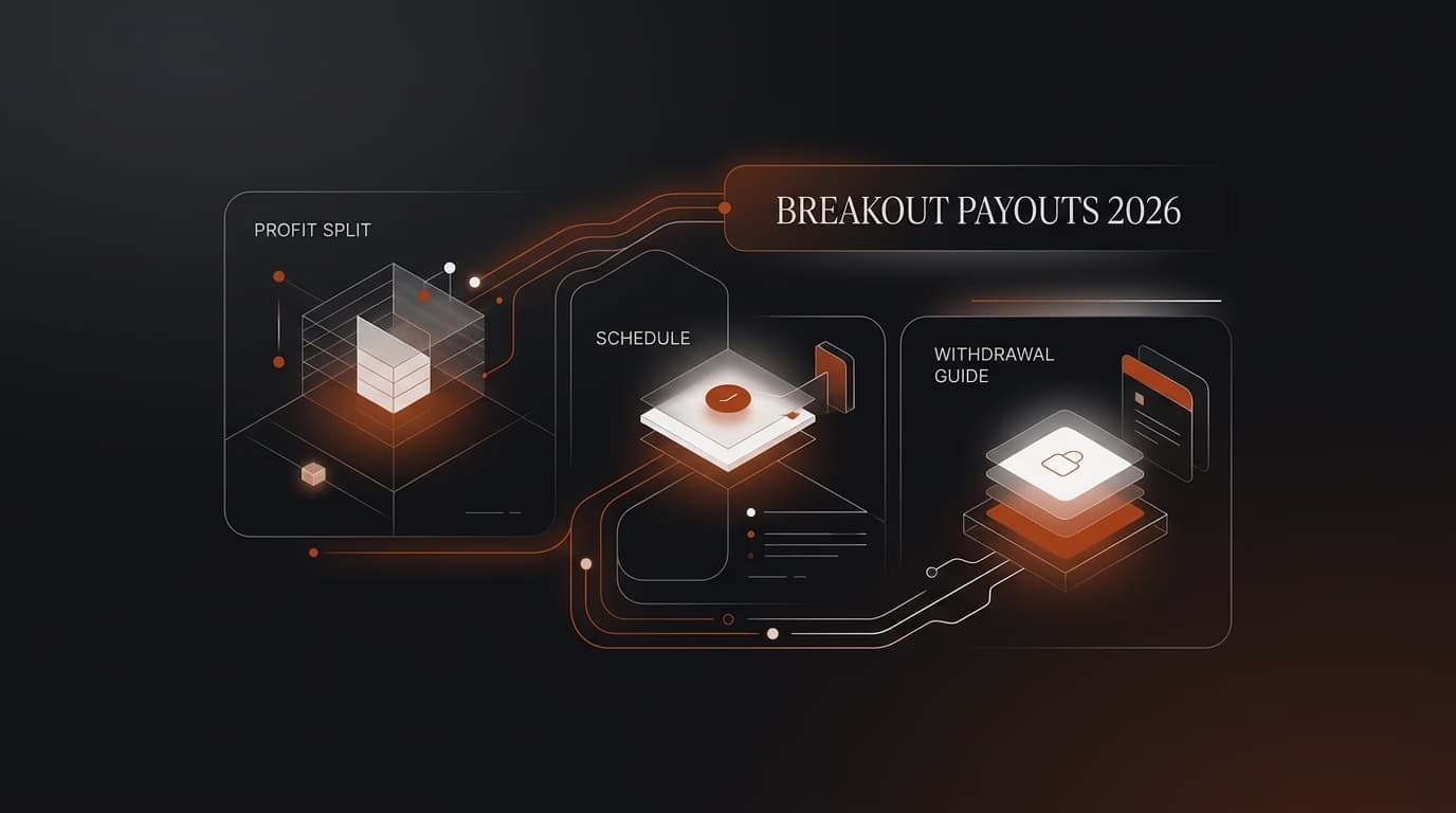 Breakout Payouts 2026: Profit Split, Schedule & Withdrawal Guide — Breakout payouts — futures trading platform context, abstract editorial illustration