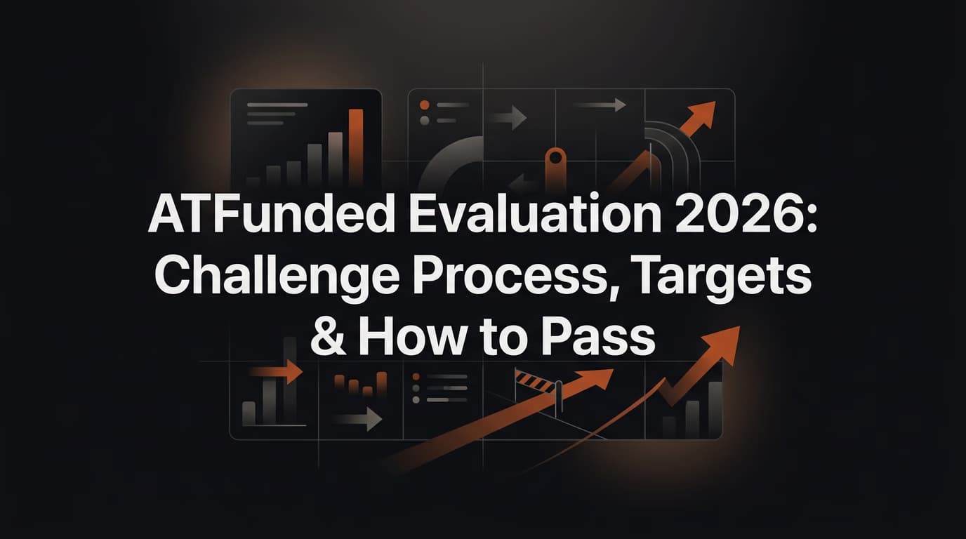 ATFunded Evaluation 2026: Challenge Process, Targets & How to Pass — Atfunded evaluation — futures trading platform context, abstract editorial illustration