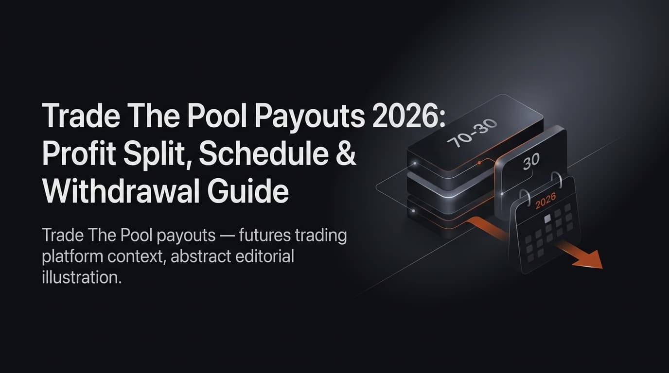 Trade The Pool Payouts 2026: Profit Split, Schedule & Withdrawal Guide — Trade The Pool payouts — futures trading platform context, abstract editorial illustration