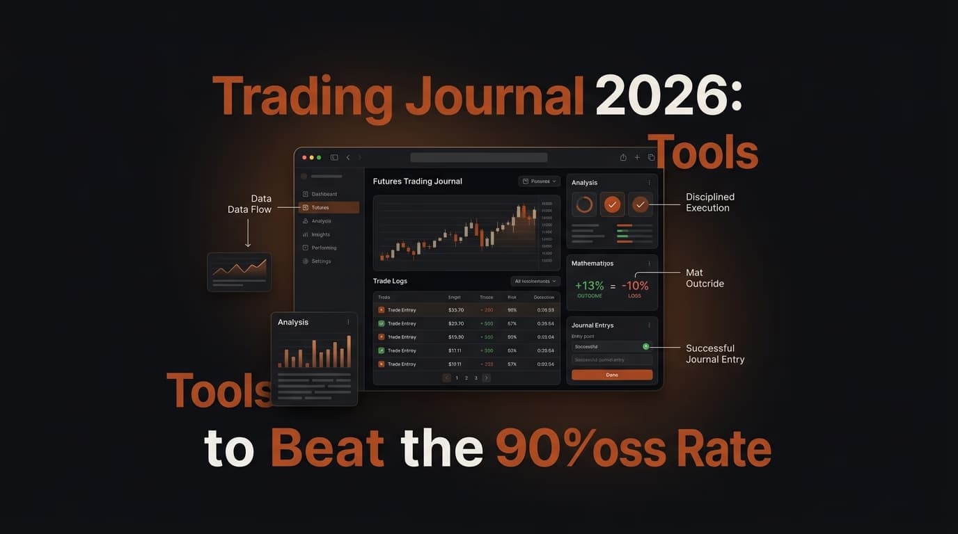 Trading Journal 2026: Tools to Beat the 90% Loss Rate — trading journal — futures trading platform context, abstract editorial illustration