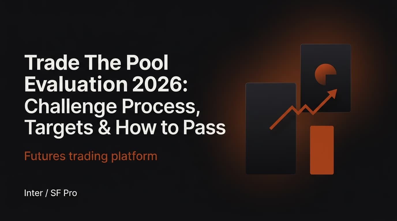 Trade The Pool Evaluation 2026: Challenge Process, Targets & How to Pass — Trade The Pool evaluation — futures trading platform context, abstract editorial illustration