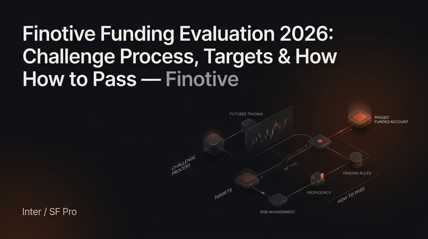 Finotive Funding Evaluation 2026: Challenge Process, Targets & How to Pass — Finotive Funding evaluation — futures trading platform context, abstract editorial illustration
