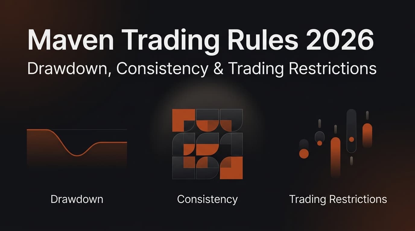 Maven Trading Rules 2026: Drawdown, Consistency & Trading Restrictions — Maven Trading trading rules — futures trading platform context, abstract editorial illustration