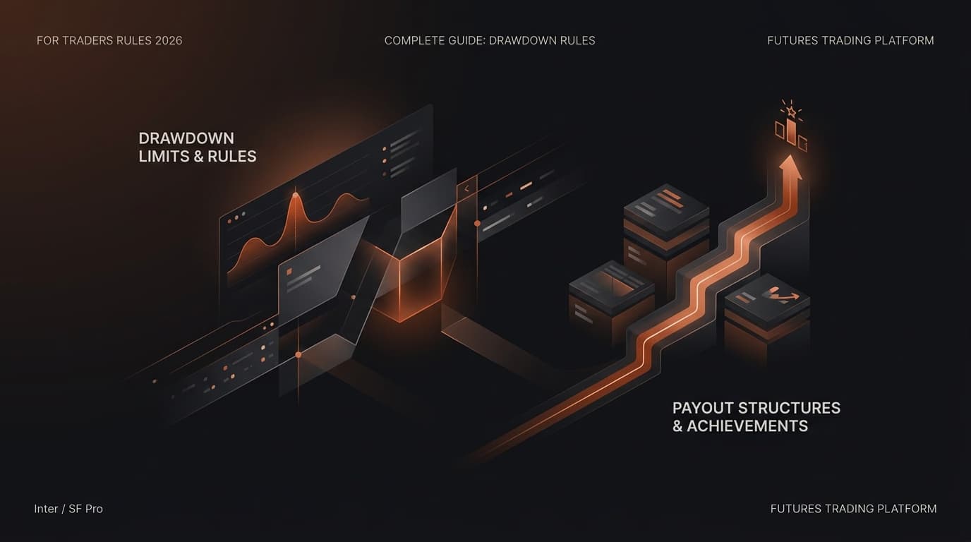 For Traders Rules and Payouts 2026: Complete Guide — For Traders drawdown rules — futures trading platform context, abstract editorial illustration