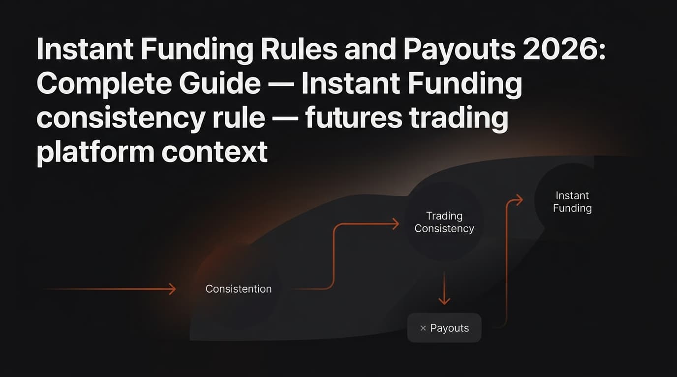Instant Funding Rules and Payouts 2026: Complete Guide — Instant Funding consistency rule — futures trading platform context, abstract editorial illustration