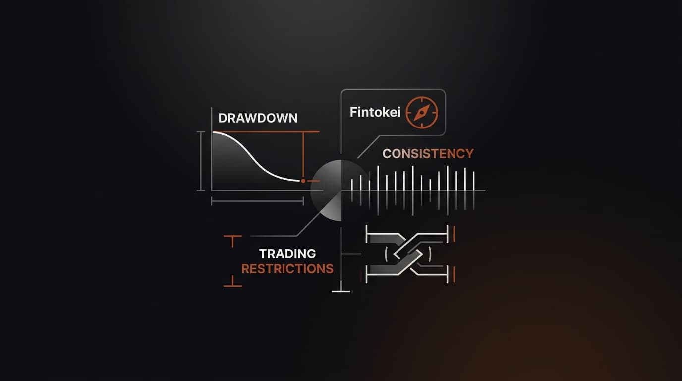 Fintokei Rules 2026: Drawdown, Consistency & Trading Restrictions — Fintokei trading rules — futures trading platform context, abstract editorial illustration