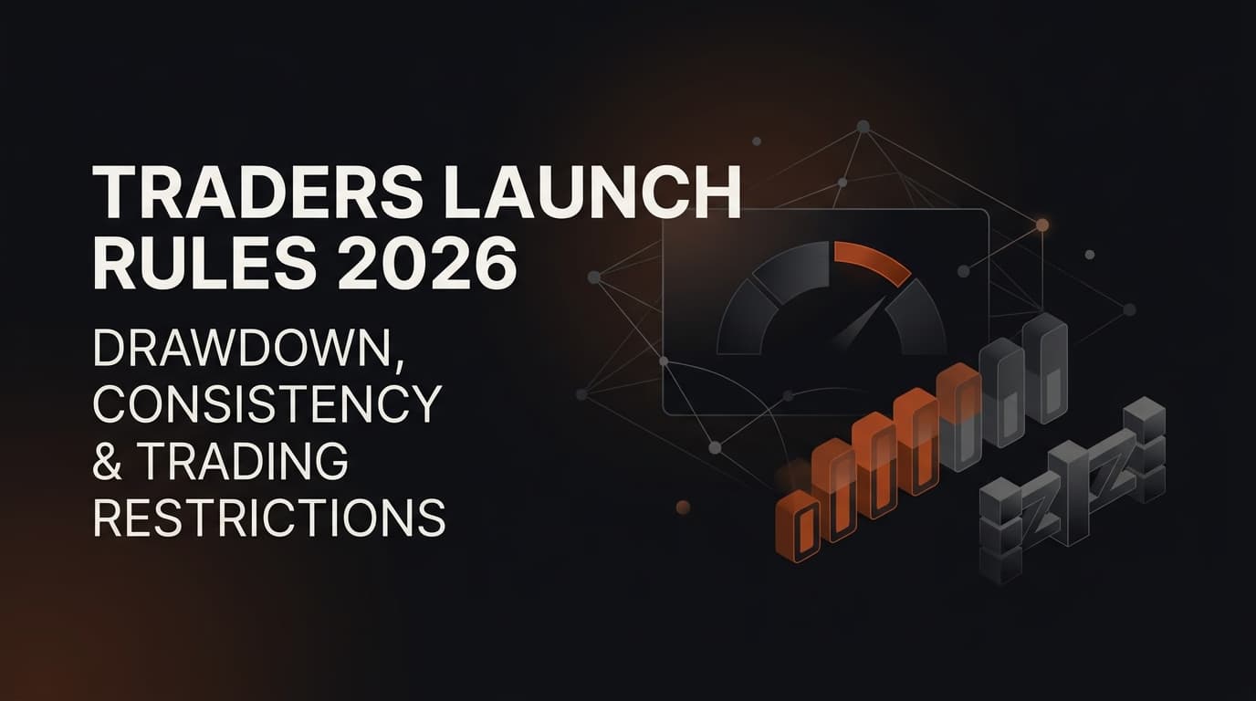 Traders Launch Rules 2026: Drawdown, Consistency & Trading Restrictions — Traders Launch trading rules — futures trading platform context, abstract editorial illustration