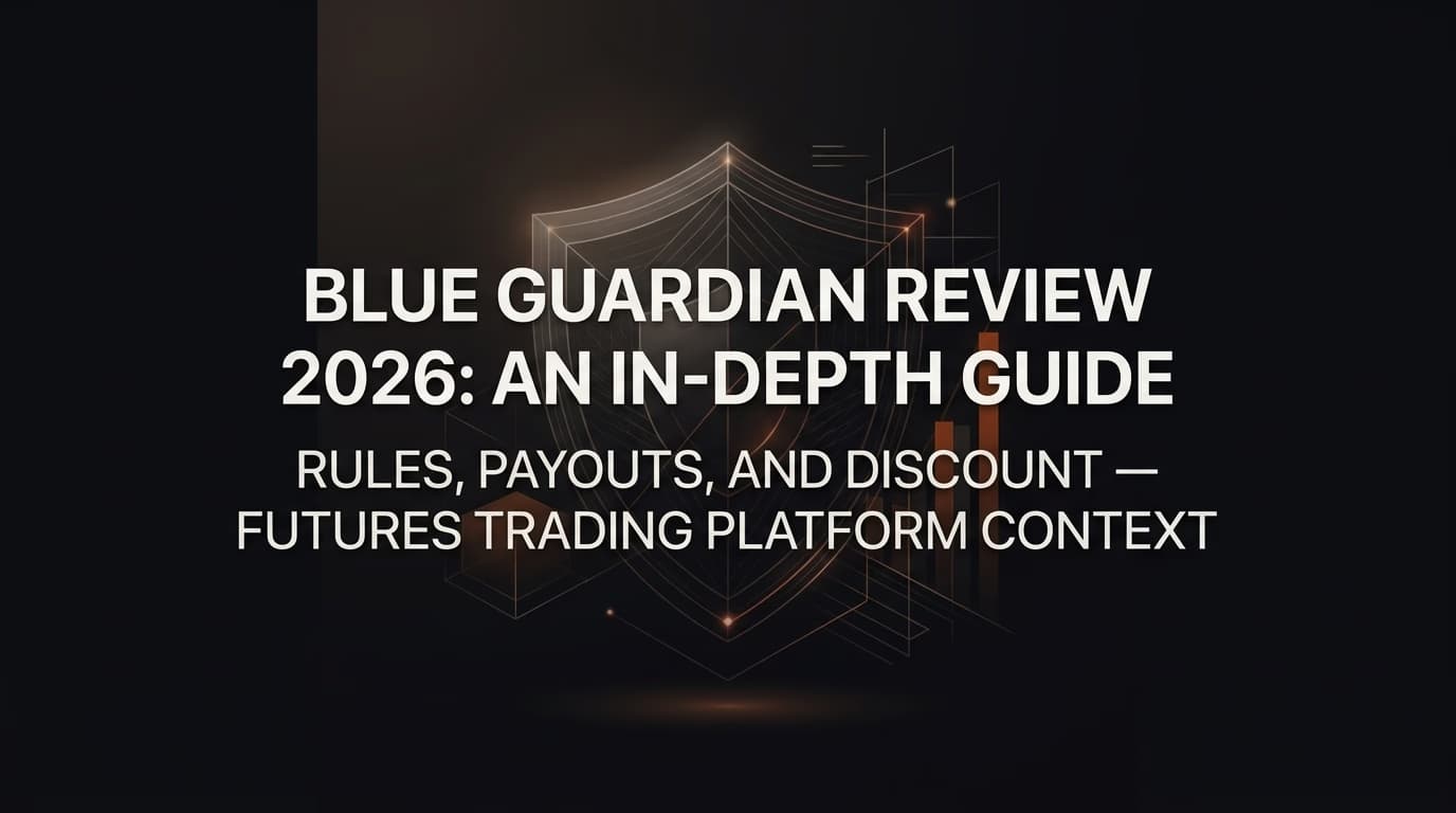 Blue Guardian Review 2026: An In-Depth Guide - Rules, Payouts, and Discount — Blue Guardian review — futures trading platform context, abstract editorial illustration