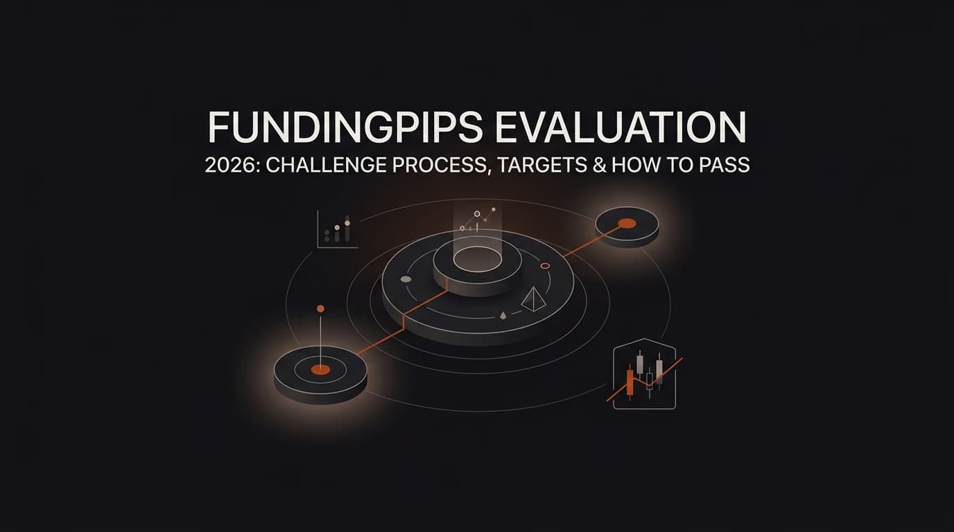 FundingPips Evaluation 2026: Challenge Process, Targets & How to Pass — Fundingpips evaluation — futures trading platform context, abstract editorial illustration