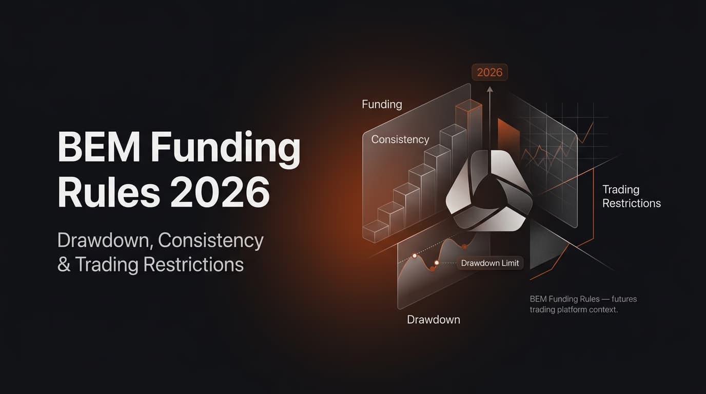 BEM Funding Rules 2026: Drawdown, Consistency & Trading Restrictions — Bem Funding rules — futures trading platform context, abstract editorial illustration