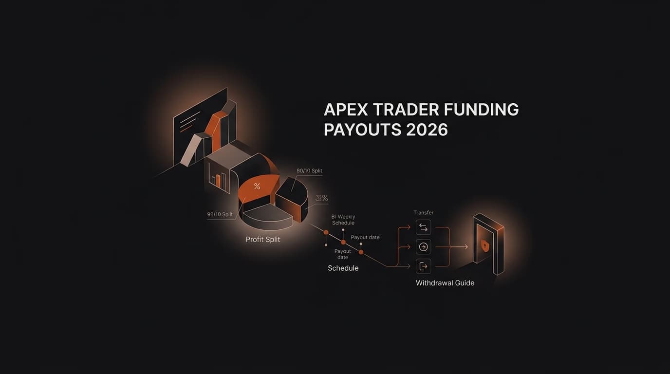 Apex Trader Funding Payouts 2026: Profit Split, Schedule & Withdrawal Guide — Apex Trader Funding payouts — futures trading platform context, abstract editorial illustration