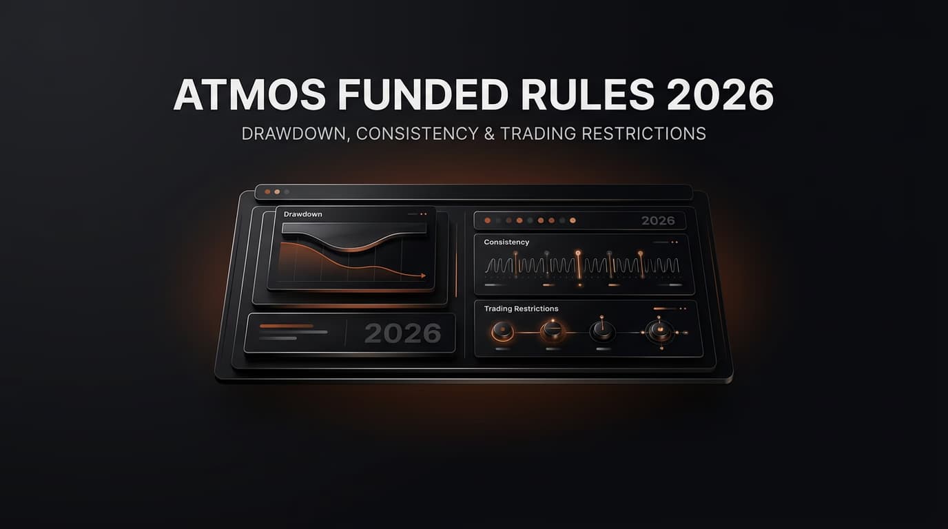 Atmos Funded Rules 2026: Drawdown, Consistency & Trading Restrictions — Atmos Funded rules — futures trading platform context, abstract editorial illustration