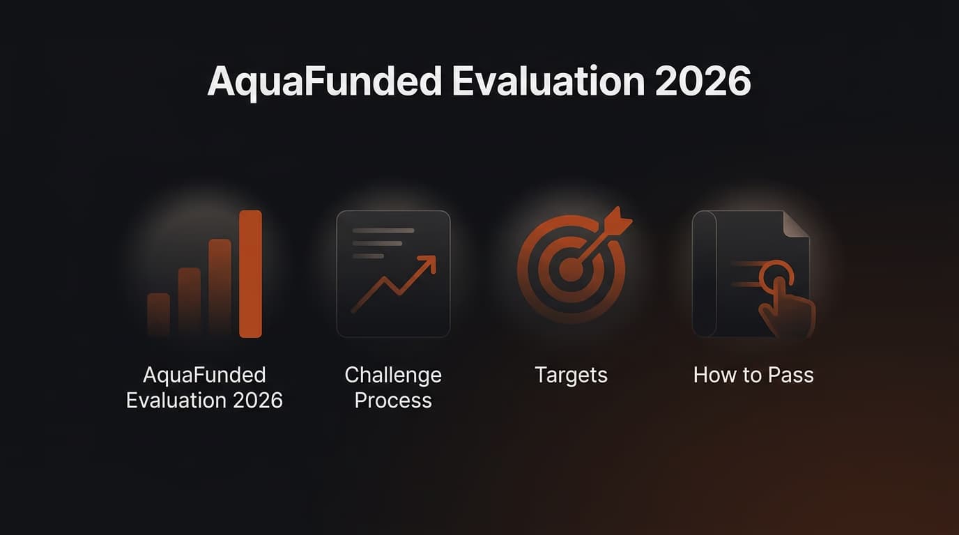 AquaFunded Evaluation 2026: Challenge Process, Targets & How to Pass — Aquafunded evaluation — futures trading platform context, abstract editorial illustration