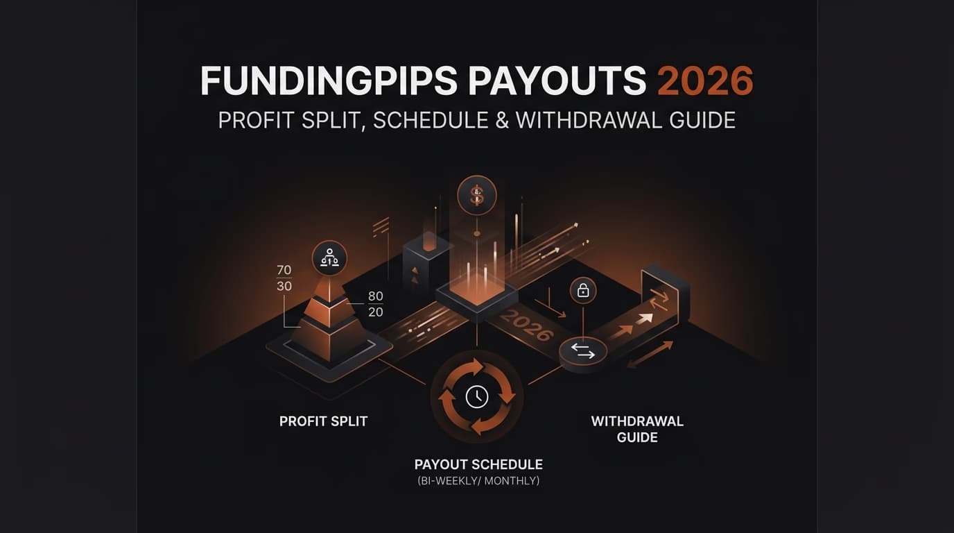 FundingPips Payouts 2026: Profit Split, Schedule & Withdrawal Guide — Fundingpips payouts — futures trading platform context, abstract editorial illustration