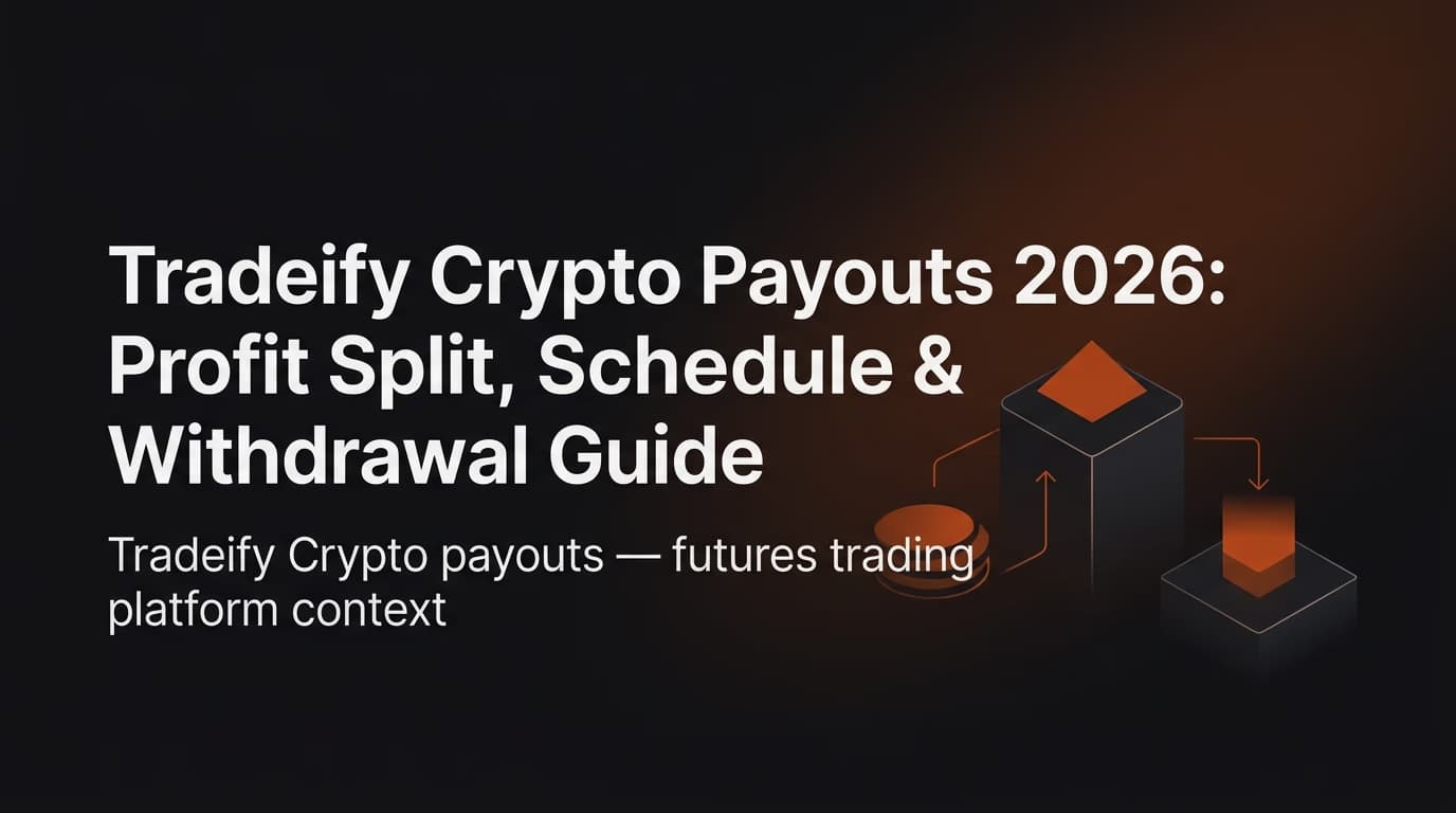 Tradeify Crypto Payouts 2026: Profit Split, Schedule & Withdrawal Guide — Tradeify Crypto payouts — futures trading platform context, abstract editorial illustration