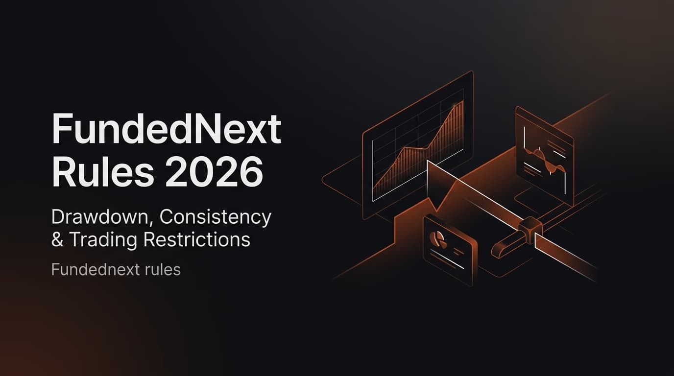 FundedNext Rules 2026: Drawdown, Consistency & Trading Restrictions — Fundednext rules — futures trading platform context, abstract editorial illustration