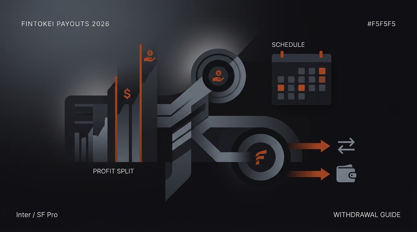 Fintokei Payouts 2026: Profit Split, Schedule & Withdrawal Guide — Fintokei payouts — futures trading platform context, abstract editorial illustration