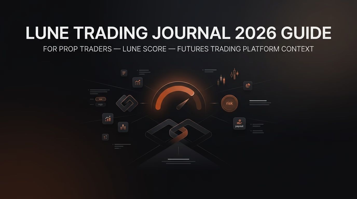 Lune Trading Journal 2026 Guide for Prop Traders — lune score — futures trading platform context, abstract editorial illustration