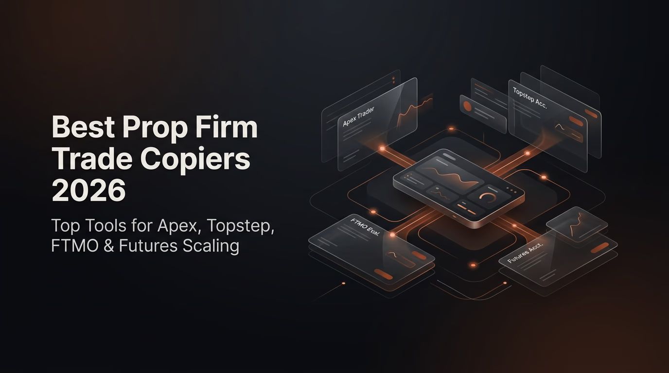 Best Prop Firm Trade Copiers 2026: Top Tools for Apex, Topstep, FTMO & Futures Scaling — prop firm trade copier — futures trading platform context, abstract editorial illustration