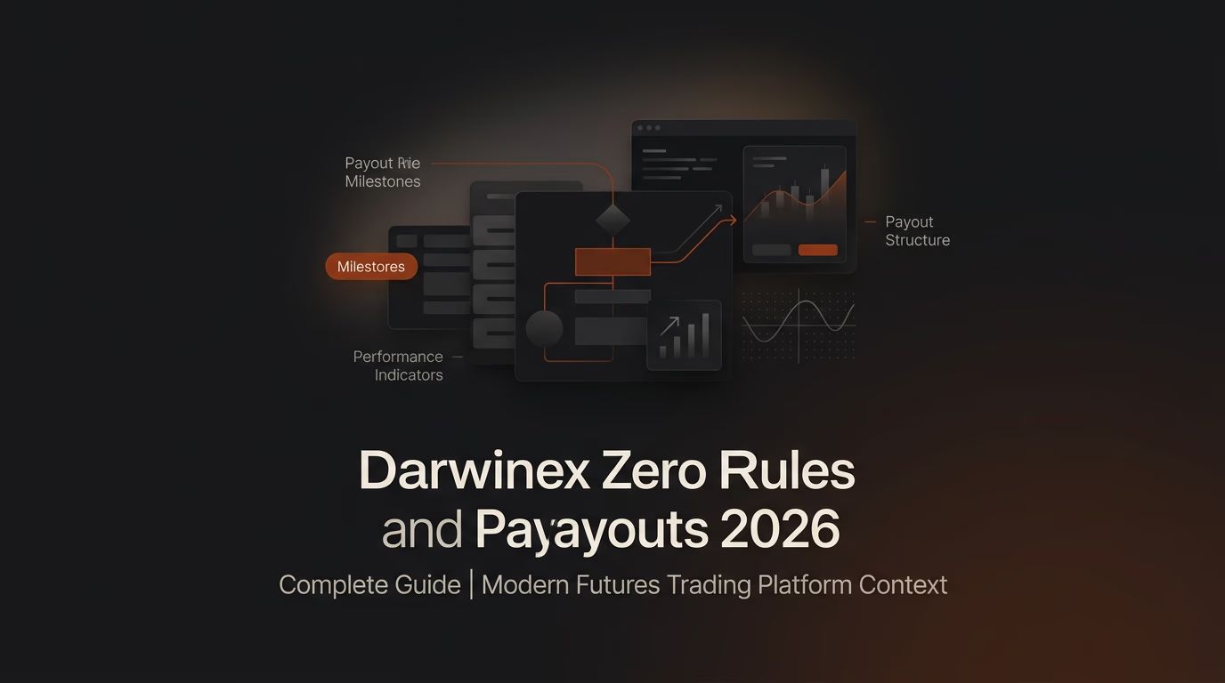 Darwinex Zero Rules and Payouts 2026: Complete Guide — Darwinex Zero rules — futures trading platform context, abstract editorial illustration