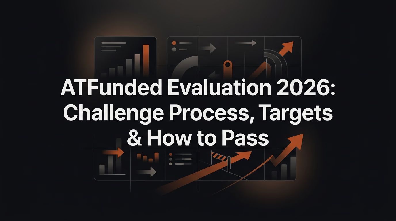 ATFunded Evaluation 2026: Challenge Process, Targets & How to Pass — Atfunded evaluation — futures trading platform context, abstract editorial illustration