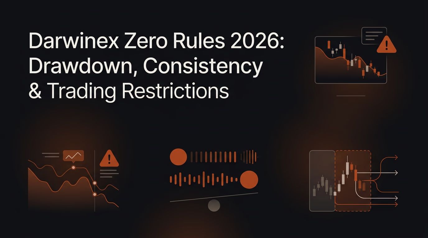 Darwinex Zero Rules 2026: Drawdown, Consistency & Trading Restrictions — Darwinex Zero rules — futures trading platform context, abstract editorial illustration