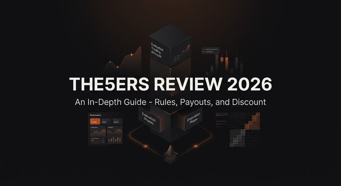 the5ers Review 2026: An In-Depth Guide - Rules, Payouts, and Discount — The5ers review — futures trading platform context, abstract editorial illustration
