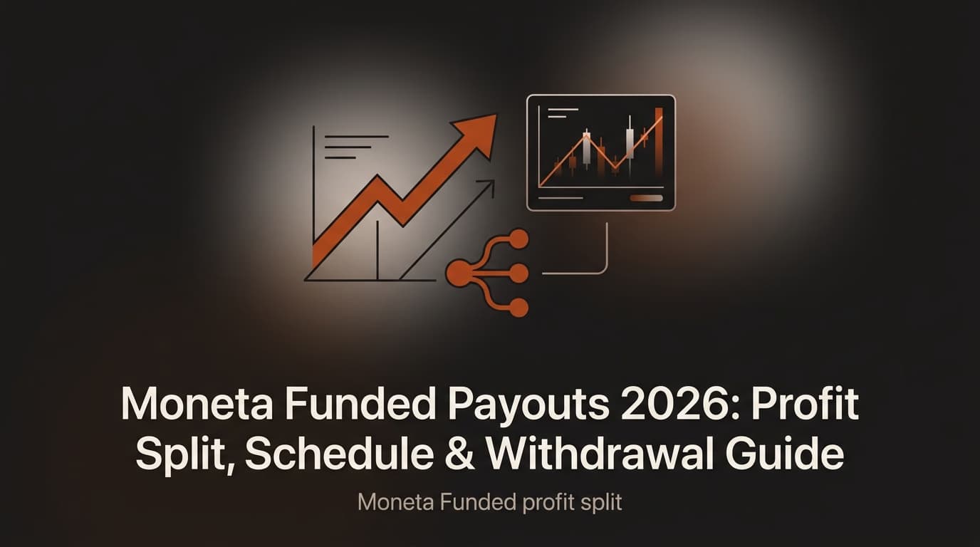 Moneta Funded Payouts 2026: Profit Split, Schedule & Withdrawal Guide — Moneta Funded profit split — futures trading platform context, abstract editorial illustration