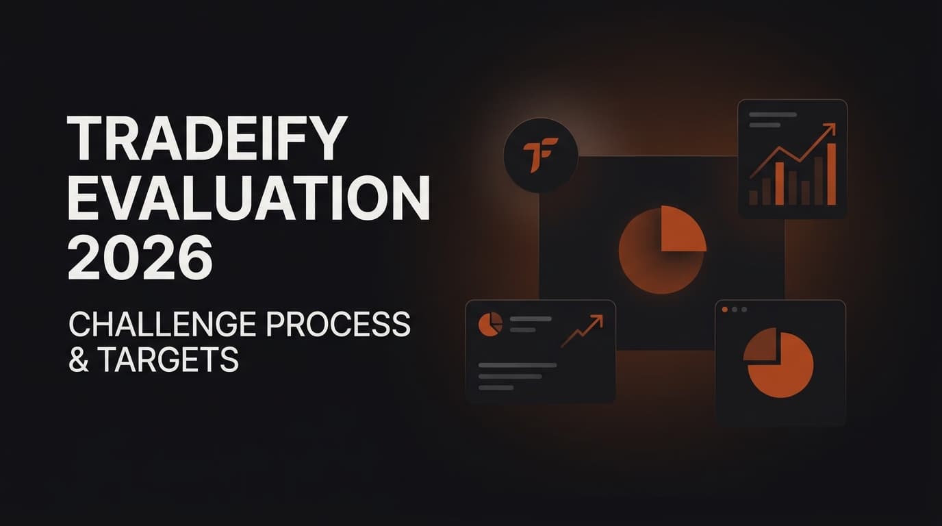 Tradeify Evaluation 2026: Challenge Process, Targets & How to Pass — Tradeify evaluation — futures trading platform context, abstract editorial illustration