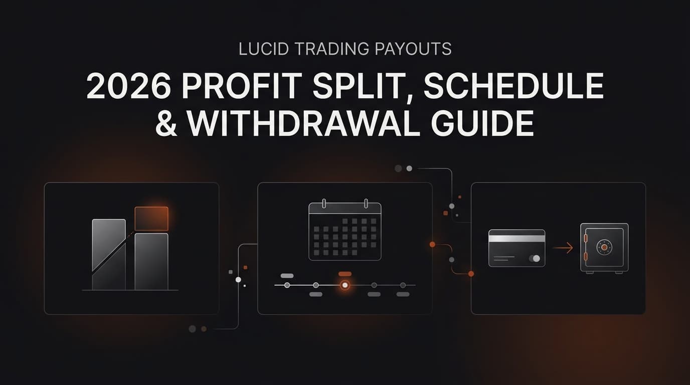 Lucid Trading Payouts 2026: Profit Split, Schedule & Withdrawal Guide — Lucid Trading payouts — futures trading platform context, abstract editorial illustration