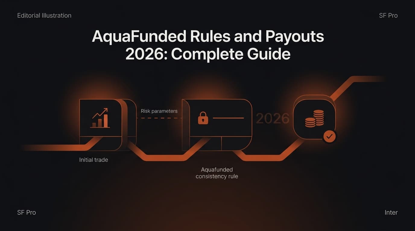 AquaFunded Rules and Payouts 2026: Complete Guide — Aquafunded consistency rule — futures trading platform context, abstract editorial illustration