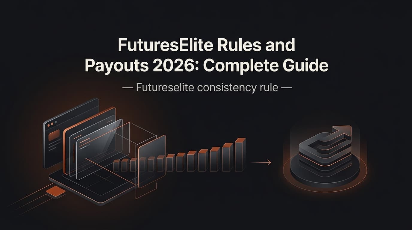 FuturesElite Rules and Payouts 2026: Complete Guide — Futureselite consistency rule — futures trading platform context, abstract editorial illustration
