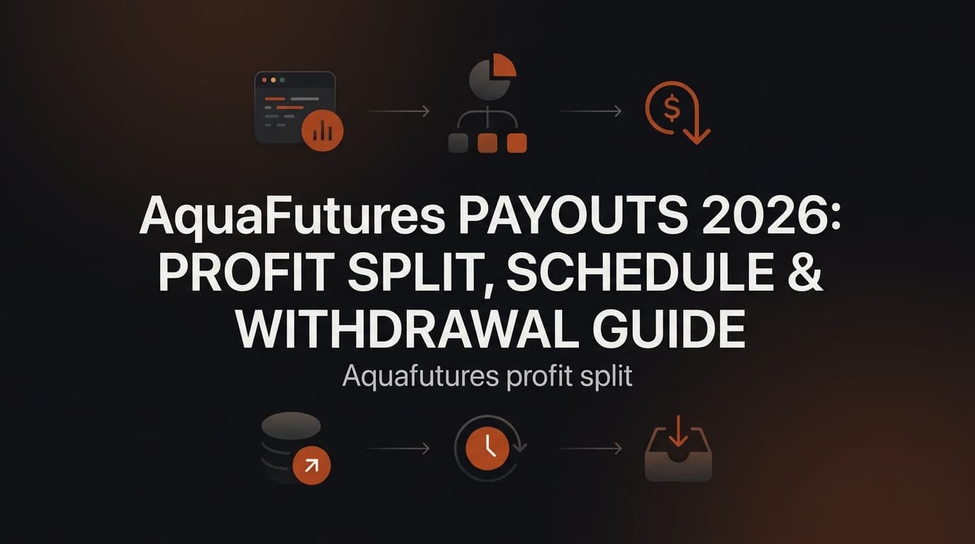 AquaFutures Payouts 2026: Profit Split, Schedule & Withdrawal Guide — Aquafutures profit split — futures trading platform context, abstract editorial illustration