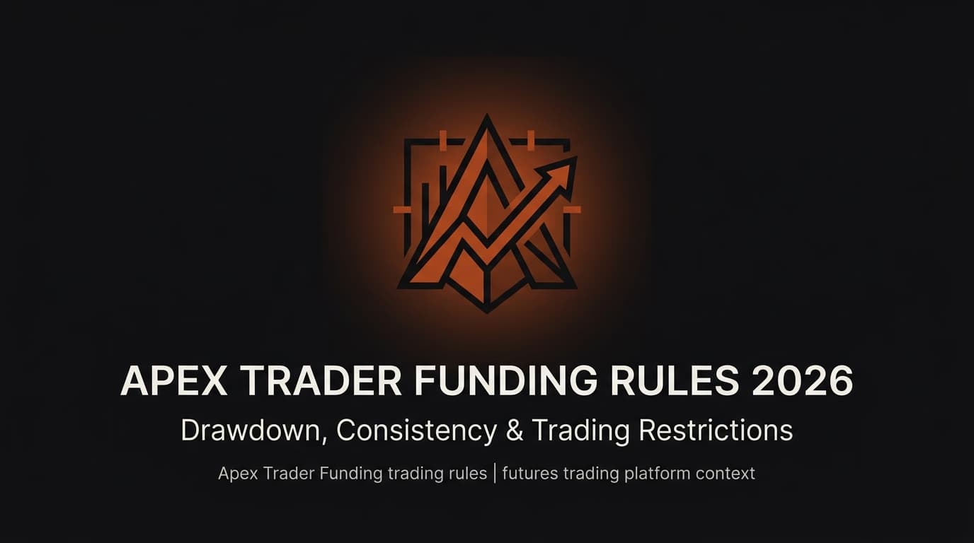 Apex Trader Funding Rules 2026: Drawdown, Consistency & Trading Restrictions — Apex Trader Funding trading rules — futures trading platform context, abstract editorial illustration