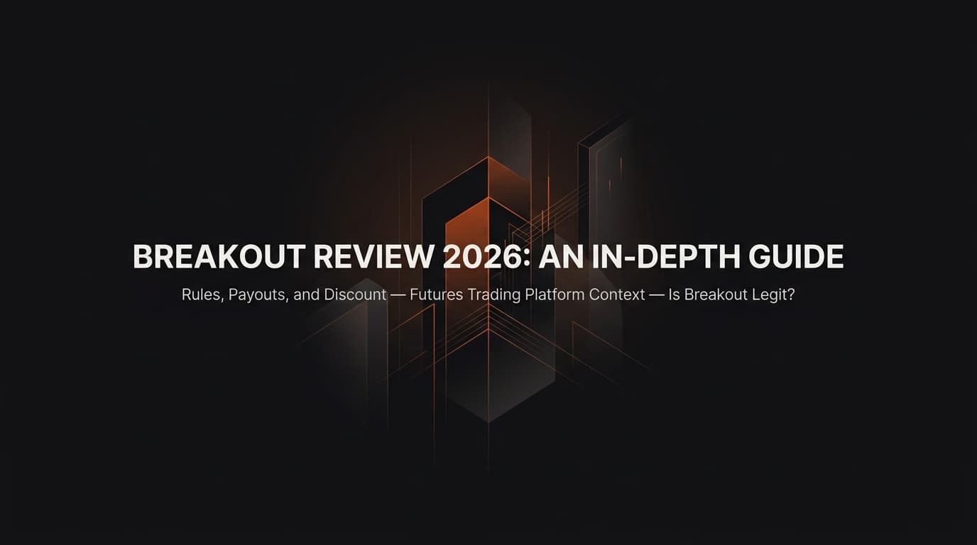 Breakout Review 2026: An In-Depth Guide - Rules, Payouts, and Discount ā is Breakout legit ā futures trading platform context, abstract editorial illustration