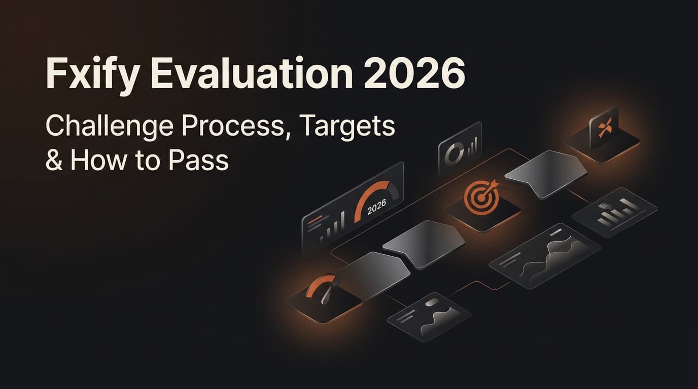 Fxify Evaluation 2026: Challenge Process, Targets & How to Pass — Fxify challenge — futures trading platform context, abstract editorial illustration