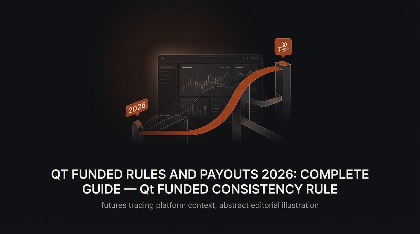 QT Funded Rules and Payouts 2026: Complete Guide — Qt Funded consistency rule — futures trading platform context, abstract editorial illustration